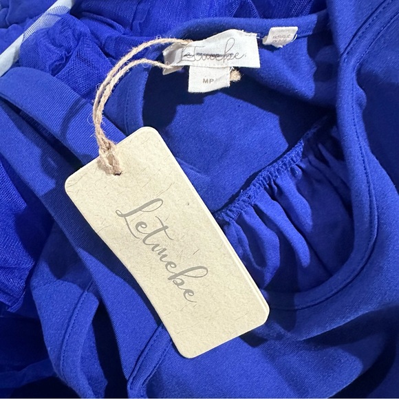 New Anthropologie Let Me Be Tiered Tulle Maxi Dress Blue - Picture 8 of 8